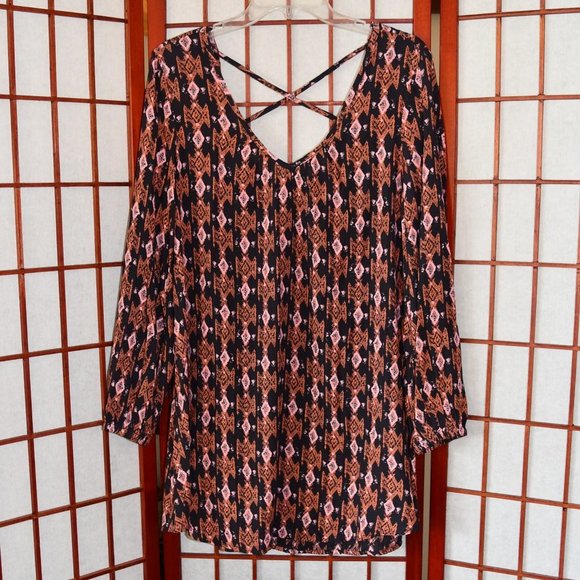 Billabong Aztec Print Long-Sleeve Mini Dress - Picture 1 of 6
